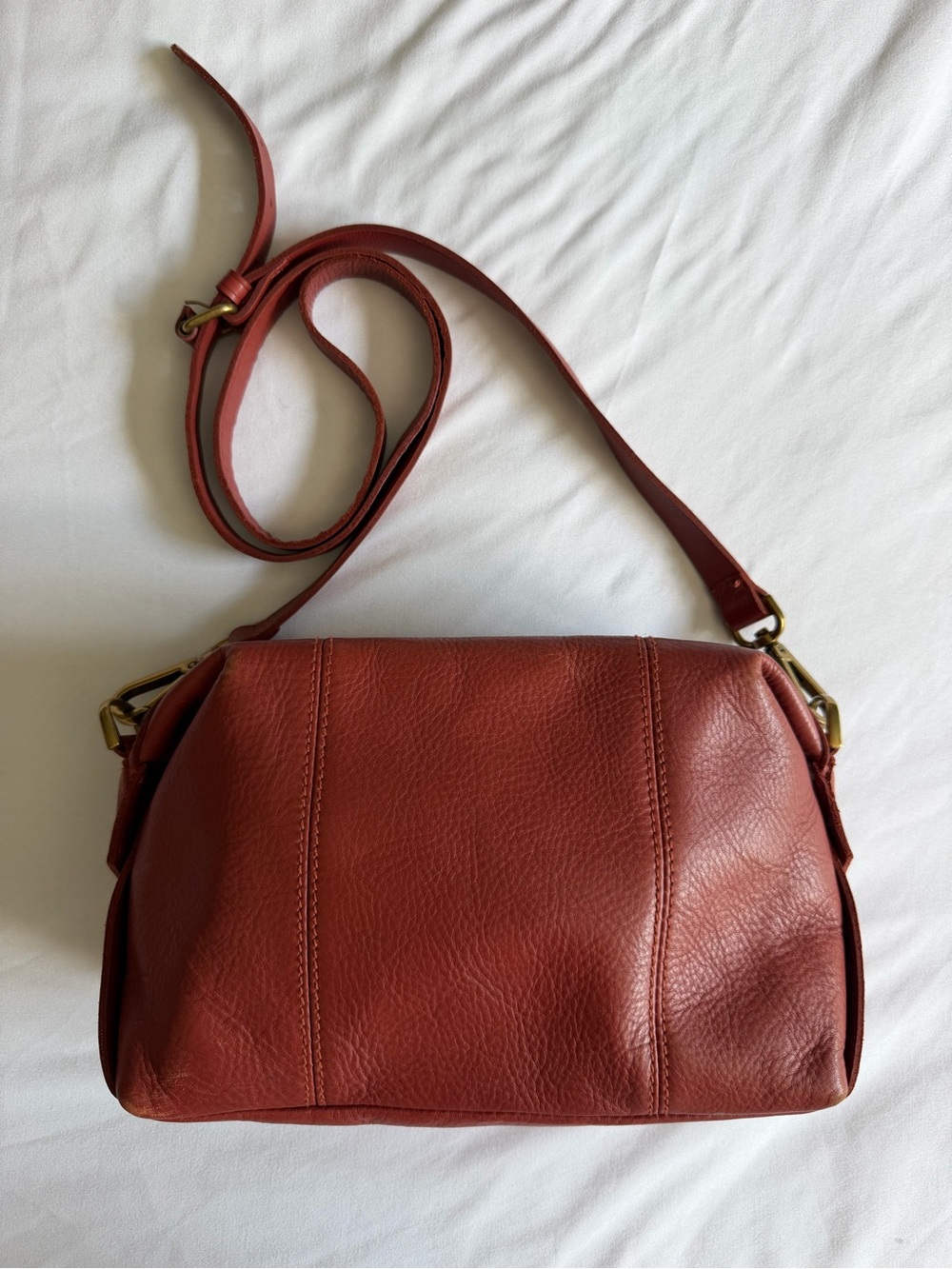Madewell Mini Glasgow Reddish Brown 100% Leather Crossbody Bag Purse
